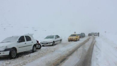 بارش برف در روستای محمدیه و هفتان شهرستان تفرش